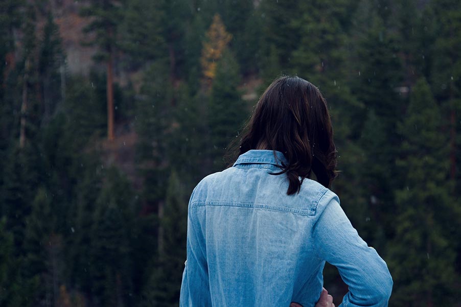 A woman looking depressed