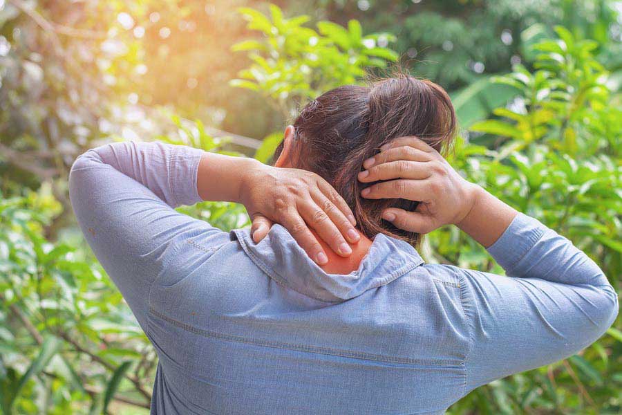 A woman with arthritis in her neck